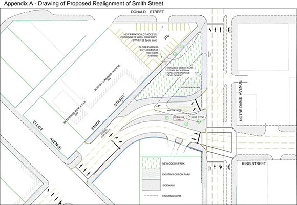 drawing of proposed realignment of Smith Street
